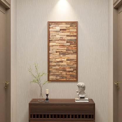 CONSDAN Wood Wall Decor | USA Grown Hardwood, Rustic Wooden Wall Art, Home Decorations for Living Room and Bedroom Aesthetic, Framed and Ready to Hang, Brick, 36" x 18"