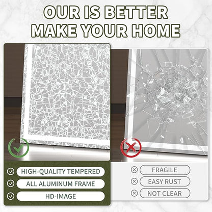 Hasipu Full Length Mirror with Lights, 71" x 32" LED Lighted Floor Standing, Full Body Dressing Hanging Mounted Mirror, Tempered Glass, Square White