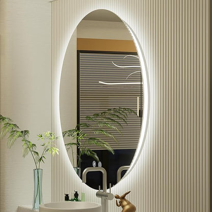 30 Inch Round LED Bathroom Mirror with Light, 3 Color Temperatures (3000K/4500K/6000K), Anti-Fog, Dimmable Backlit, Frameless Round Lighted Bathroom Mirror