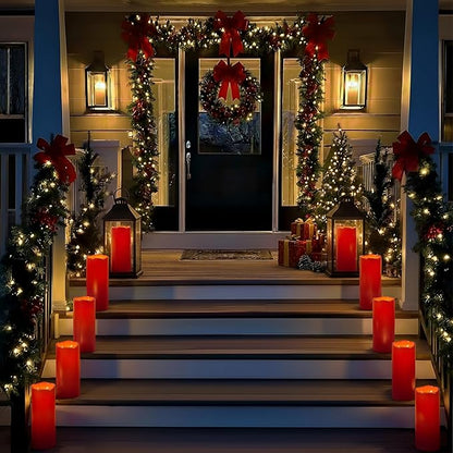 Homemory 4"x10" Burgundy Flameless Candles, Red Candles, Outdoor Waterproof Flameless Candles with Remote and Timers, Battery Operated LED Pillar Candles, Christmas Decor, Won't Melt Plastic, Set of 2