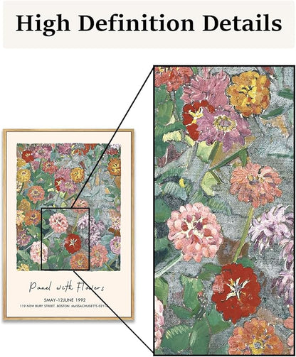Zzuyi Framed Matisse Flower Wall Art,Flower Colorful Abstract Canvas Artwork for Walls,Retro Vintage Matisse Paintings Prints Pictures for Hallway Home Office 16x24in