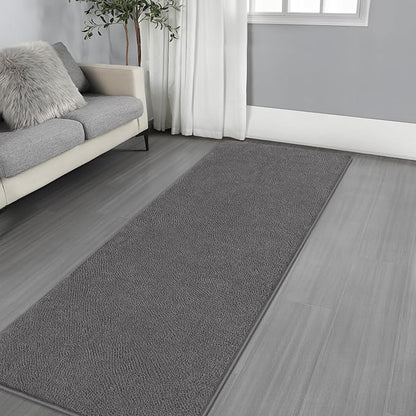 Gifeas Ultra Soft Modern Runner Rugs for Living Room Bedroom, 2x6 Feet Dark Grey Thickened Memory Foam Indoor Solid Minimalist Carpets, Non-Slip Comfy Area Rug for Boys Girls Nursery Room Home Decor