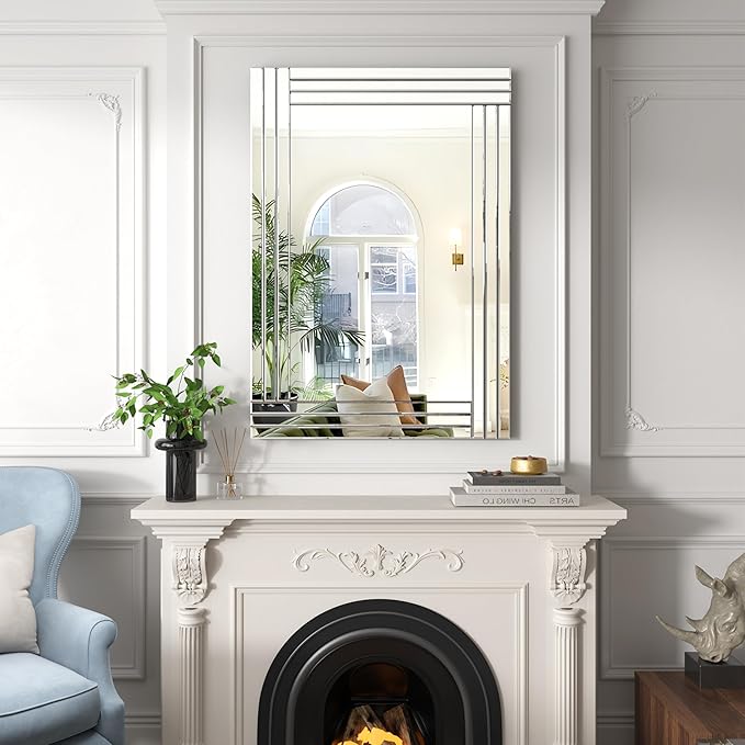 Decorative Wall Mirror Gorgeous Silver Mirror for bedrooms, bathrooms, entryways hallways, Living Room and Dining Room Walls “40x28”
