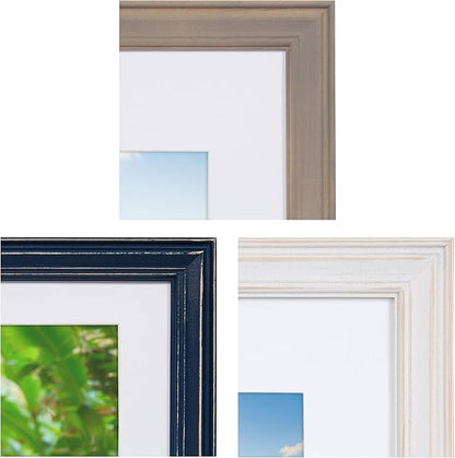 Kate and Laurel Bordeaux Gallery Wall Frame and Shelf Kit, Set of 10, Multiple Coastal Finishes, Assorted Size Frames and Three Display Shelves