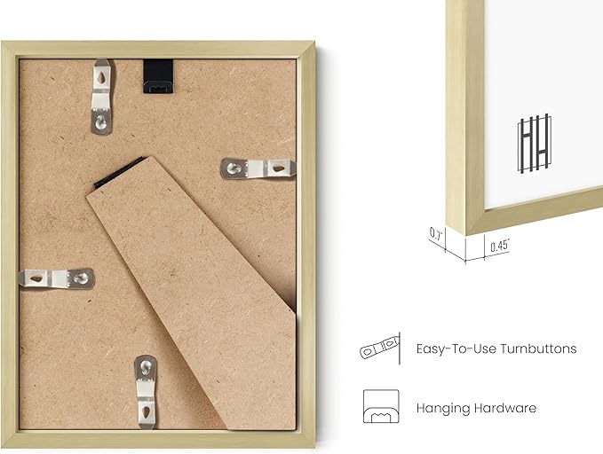 HAUS AND HUES 6x8 Gold Metal Picture Frames - Premium Aluminum with Vertical Hanging & Tabletop Display - Ideal for Home, Office (6x8 in, Gold, Set of 6)