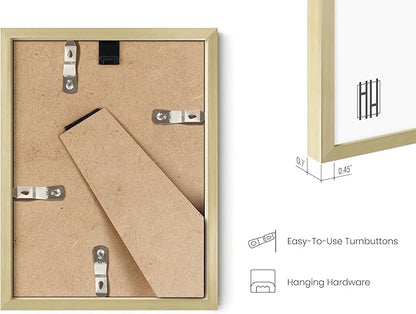 HAUS AND HUES 6x8 Gold Metal Picture Frames - 6x8 Frames Bulk - Features Premium Aluminum, Vertical Hanging, Easel Back for Tabletop, Home, Office (6x8 in, Gold, Set of 15)