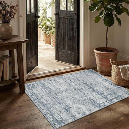 Rugxara 2x3 Entryway Rug,Door Mat Indoor Entrance, Washable Non Slip Kitchen Bathroom Rugs, Ultra-Thin Throw Small Rug for Front Door, Blue Grey