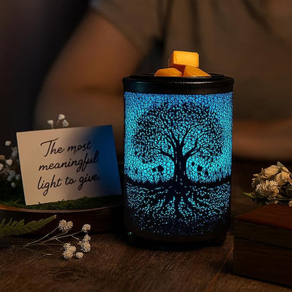 Leyoue Electric Wax Melt Warmer PTC Heating Plate with 7 Colors LED Changing Light Wax Warmer Fragrance Warmer for Home Office Gifts & Decor(Life Tree)