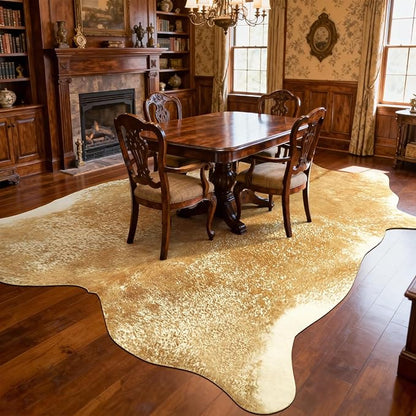 Cowhide Rug for Living Room, Washable Cow Hide Rug, Large Faux Animal Skin Rugs, Non-Slip Cow Print Area Rugs, 8x10Ft Large Cowhide Rugs for Bedroom Office Kitchen Fireplace, Khaki