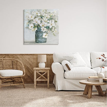 Stupell Industries 'White Geranium Bouquet Blossoming Flower Arrangement Vase', Canvas Art, 30 x 30 Inches, Easy to Hang and Sturdy, Made in USA, by Sally Swatland
