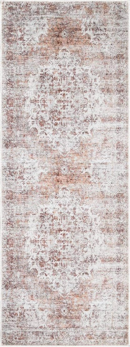 Bloom Rugs Washable Non-Slip 12 ft Runner - Ivory/Blush Traditional Runner for Entryway, Hallway, Bathroom, and Kitchen - Exact Size: 2.5' x 12'