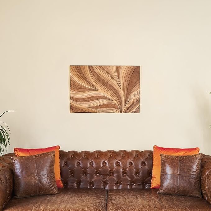 NEODECO Parametric Frameless Wood Wall Art, 3D Acoustic Wall Panel of Parametric Cut & Stained Birch Plywood Layers, Geometric Wall Hanging, Abstract Wood Wall Decor (Medium)