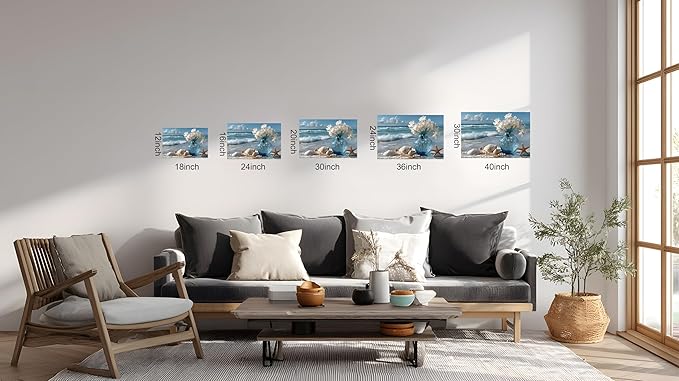 TutuBeer Beach Bathroom Canvas Wall Art Starfish with White Flower Coastal Pictures Wall Art Canvas Seascape Poster Seaside Seashell Painting Print Artwork for Living Room Bedroom 30"x40"x1 Panel