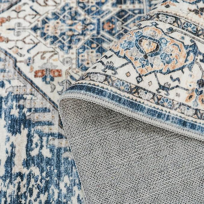 Washable Area Rugs 2x3 Entryway: Soft Ultra Thin Low Pile Mat Machine Washable Indoor Doormat Lightweight Entry Rug Anti Slip Backing Rugs for Living Room Bedroom Kitchen 2'x3' Blue