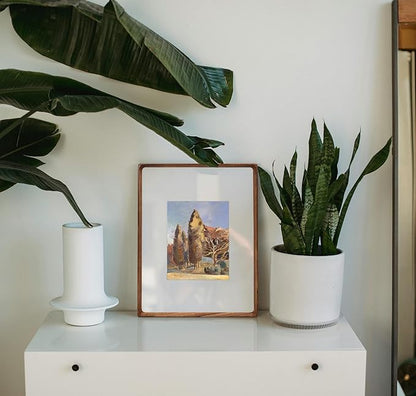 11x14 Picture Frame with Mat for 5x7/8x10, Natural Walnut Wood Handcrafted Rounded Corner with Real Glass, Vertical or Horizontal Display Photo Gallery Wall Mounting Frame