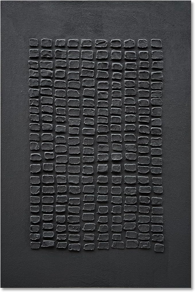 NANKAI Art Hand-painted 45x30 inches Black thick Texture Abstract art Oil painting Contemporary Minimalist style art living room office corridor wall decoration painting