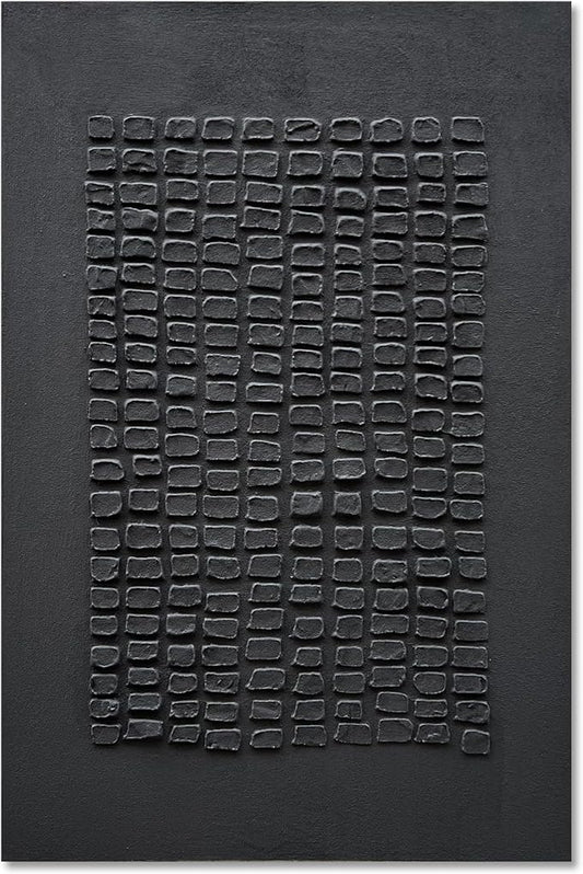 NANKAI Art Hand-painted 45x30 inches Black thick Texture Abstract art Oil painting Contemporary Minimalist style art living room office corridor wall decoration painting