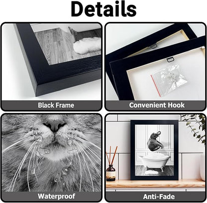 calmart Highland Cow Pictures Wall Decor - Funny Black and White Decor Wall Art, Canvas Wall Art Home Decor for Bedroom Framed Ready to Hang