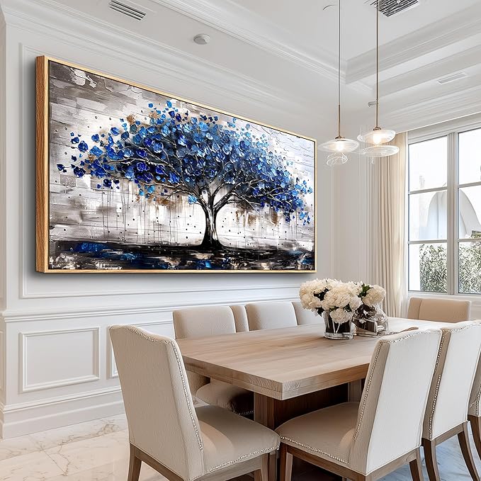 hyidecorart Canvas Wall Art For Office Abstract Wall Decoration For Living Room Bedroom Decor Tree Panoramic Landscape Painting Wood Framed Prints Textured Pictures Artwork Large Modern Hotel Decor