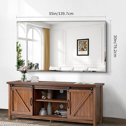 CILIBER Beveled Mirror, 30x55 Large Frameless Bathroom Mirrors for Wall, 3mm Tempered Glass Rectangle Vanity Mirror with Beveled Edge, Crystal-Clear, Hangs Horizontally or Vertically