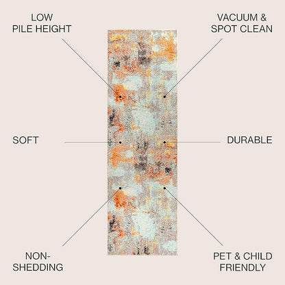 JONATHAN Y Modern Abstract Vintage Cream/Orange Runner Rug, 2x8, Contemporary POP, Transitional, Easy-Cleaning for Living Room, Bedroom, Kitchen, Pet Friendly, Non-Shedding (CTP104B-28)