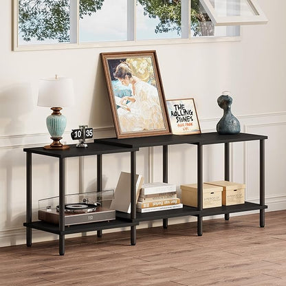 TV Stand, Entertainment Center, Industrial TV Media Console Table with Open Storage Shelves, 2 Tier TV Cabinet for Living Room, Bedroom LTS107BK