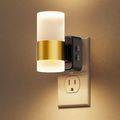 L LOHAS LED Night Light,Night Lights Plug into Wall,Dusk to Dawn Sensor,3000K Soft White,Brightness Adjustable,180°Rotating Acrylic Nightlight for Adults Bathroom Bedroom