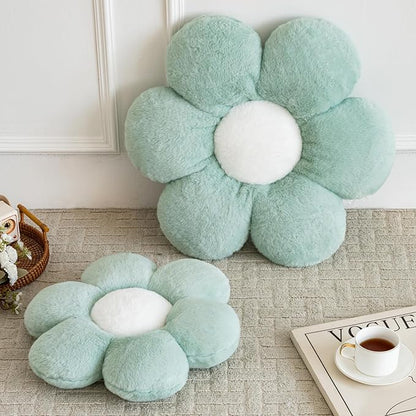 Flower Pillows, Decorative Pillows for Couch, Cute Daisy Pillow for Bed, Flower Shaped Decorative Throw Pillow Room Decor (Green, 19.6 Inches)