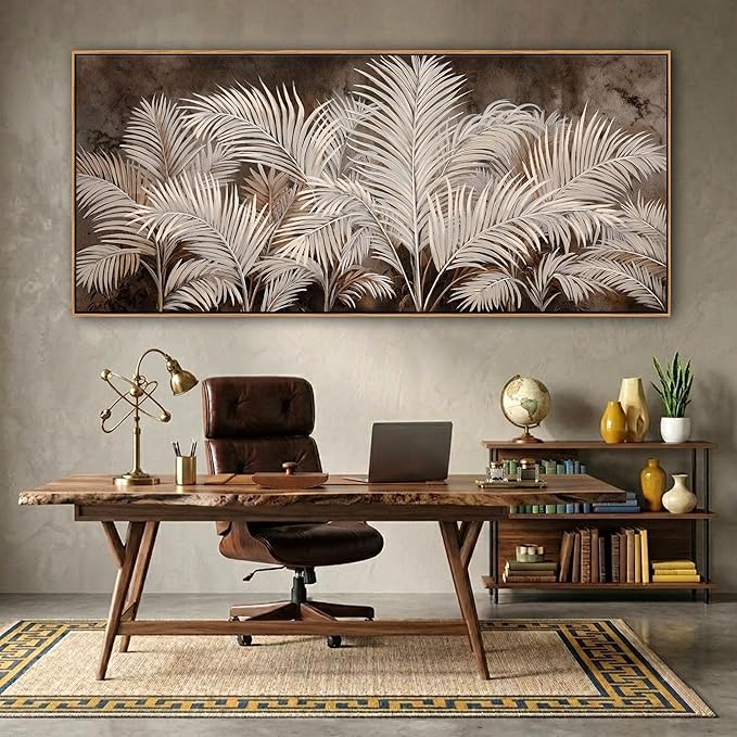 Boho Wall Art in Modern Brown, Minimalist Canvas Artwork for Living Room,Framed Large Wall Art for Bedroom Wall Decor - Textured Decorative Neutral Wall Pictures 31×70IN