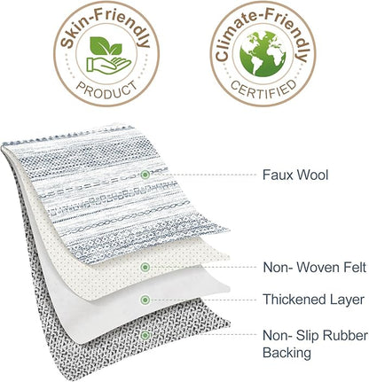 Nakagishi 9x12 Area Rugs Living Room: Washable Boho Large Neutral Soft Farmhouse Rug Stain Resistant Modern Indoor Floor Non-Slip Carpet for Bedroom Nursery Kids Playroom Office Dining Dorm-White Blue