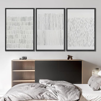 SIGNLEADER Framed Canvas Print Wall Art Set Minimalist Black and White Line Illustrations Minimal Decorative Bohemian Nordic for Living Room, Bedroom, Office - 16"x24"x3 BLACK