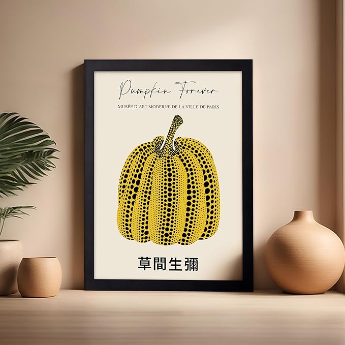 Poster Master Vintage Poster - Retro Pop Art Print - Gift for Artist, Friend - Pumpkin Forever, Black Dot, Modern, Abstract - Wall Decor for Home, Office, 16x20 Black Framed