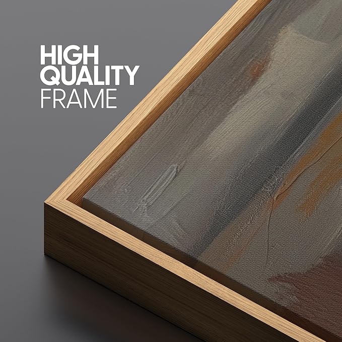 SIGNLEADER Framed Canvas Print Wall Art Set Desert Horizon Abstract Neutral Landscape Illustrations Minimal Decorative Bohemian for Living Room, Bedroom, Office - 16"x24"x3 Natural