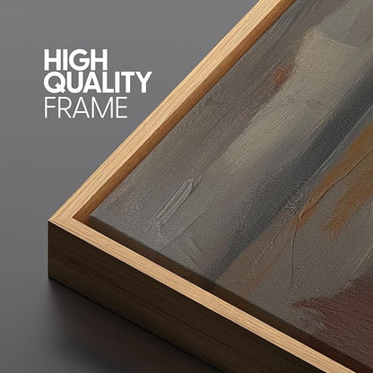 SIGNLEADER Framed Canvas Print Wall Art Set Desert Horizon Abstract Neutral Landscape Illustrations Minimal Decorative Bohemian for Living Room, Bedroom, Office - 24"x36"x3 Natural