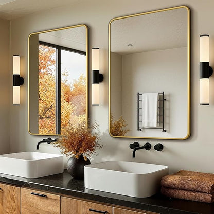 Bathroom Vanity Mirror for Wall, 2-Pack 36"x24" Wall Mounted Bathroom Mirror for Over Sink with Sturdy Metal Frame, Vertical or Horizontal, Living Room, Bedroom, Entryway(Gold)