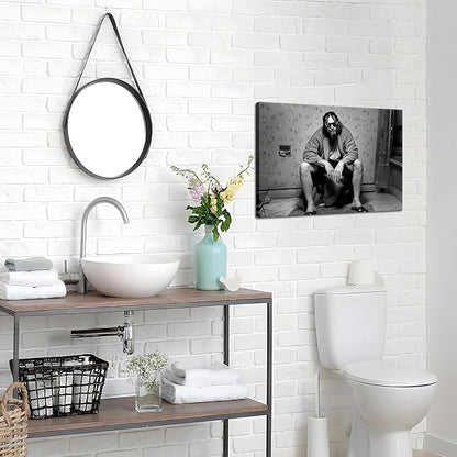 Funny Bathroom Wall Decor for Room Aesthetics - 90s Movie Posters Black and White Wall Art, Toilet Humour Amusing Cool Wall Art Funny Bathroom Signs 16x24 in