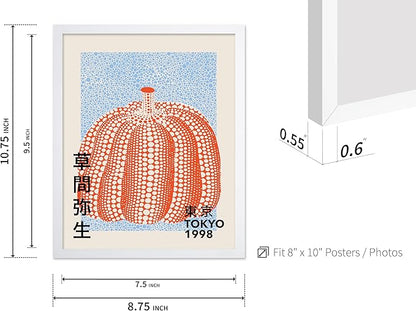 Poster Master Vintage Poster - Pumpkin Forever Print - Tokyo Art - Infinity Dots Art - Chic Gift for Men, Women - Perfect Decor for Living Room, Bedroom, Office, 8x10 White Framed