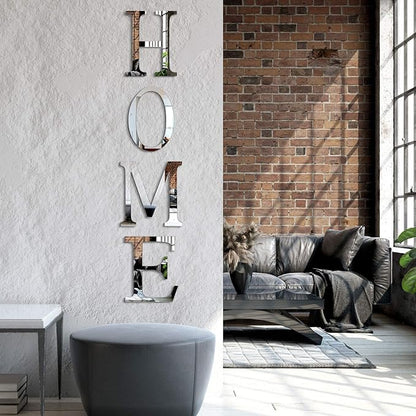 Zonon 3D Home Wall Decor Letter Sign Acrylic Mirror Wall Decor Stickers Family Farmhouse Decals for Home Room Bedroom Mirror Decoration 47x 11.8 Inch(Silver)