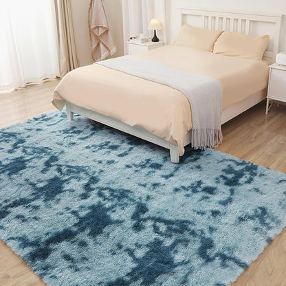 Puremy Luxury 3x5 Area Rug, Ultra Soft Rugs for Living Room, Plush Carpet Rugs for Bedroom, Non-Slip Indoor Rug for Nursery, Study Room, Playroom, Home Decor, Tie-Dyed Blue