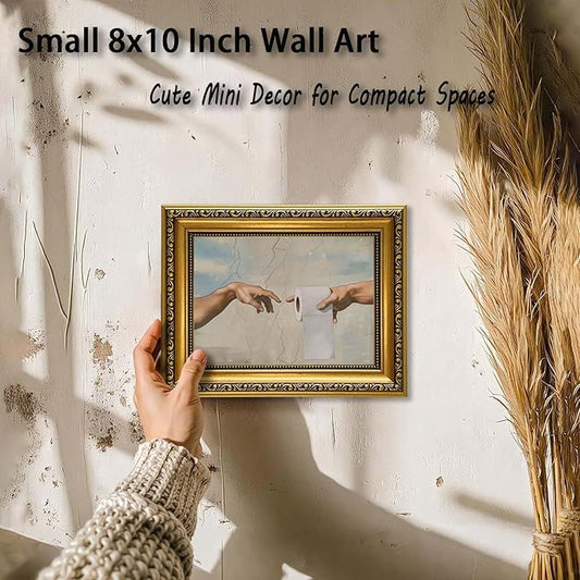 YD&YZY Gold Framed Vintage Funny Humor Bathroom Wall Art God Gives Toilet Paper Wall Decor Unique Art Painting Picture Print Whimsical Bathroom Restroom 8x10 inch Small Framed
