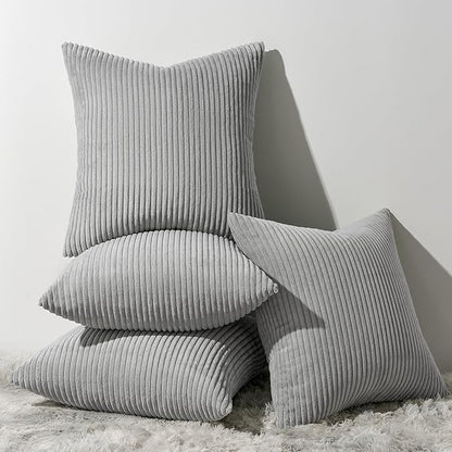 Topfinel Decorative Grey Throw Pillow Covers Cushion Cases, Set of 4 Soft Velvet Modern Double-Sided Designs, Mix and Match for Home Decor, Pillow Inserts Not Included (16x16 inch)