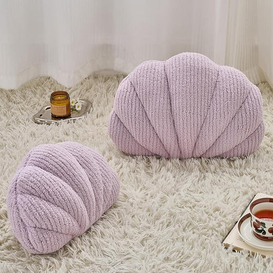 Shell Pillow, Soft Decorative Pillows for Bed Couch, Seashell Plush Throw Pillow Aesthetic Home Decor Cushion for Bedroom Living Room (Lavender Purple, 14 X 11 Inches)