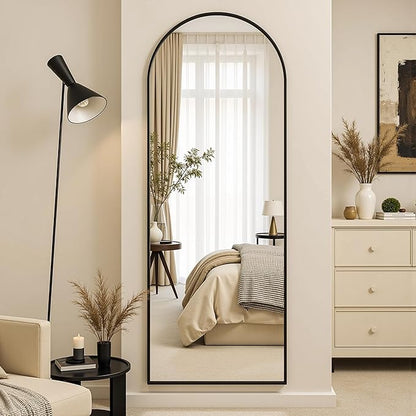 Full Length Mirror, 59"x19" Arched Full Body Mirror, Oversized Floor Mirrors, Leaning Free Standing Mirrors, Hanging Mounted Large Mirrors for Bedroom Dressing Room, Cloakroom, Black