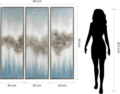 Empire Art Direct Abstract Wall Art Textured Hand Painted Canvas by Martin Edwards, Triptych, 60" x 20" each, Sequence