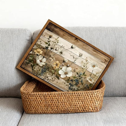Framed Vintage Floral Wall Art Rustic Flowers Wall Decor Farmhouse Canvas Poster Picture for Home Wall Decor, Living Room and Bedroom Decor 16x24in
