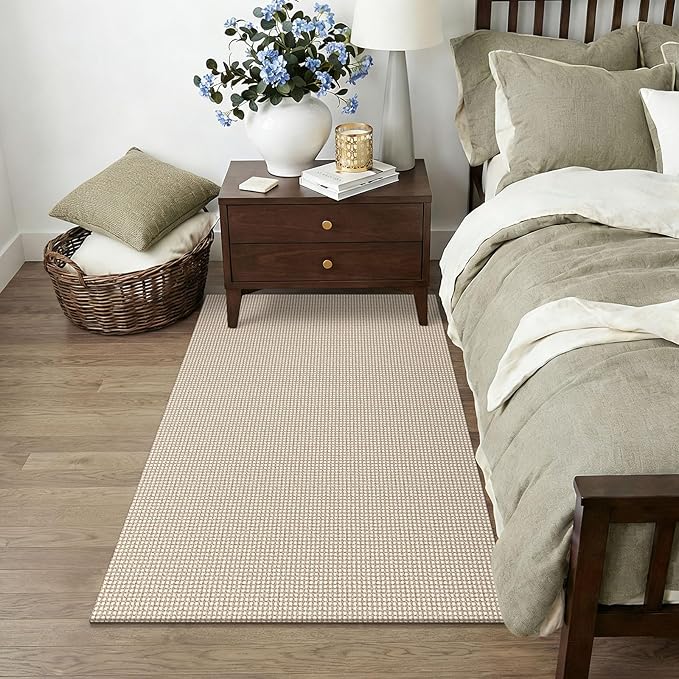 KOZYFLY Rugs for Entryway 3x5 ft Washable Area Rug Non Slip Rubber Backed Entry Rug Woven Indoor Door Mat Cotton Kitchen Rugs for Entryway, Foyer, Backdoor, Ivory/Camel/Brown