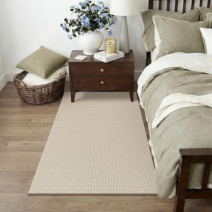 KOZYFLY Rugs for Entryway 3x5 ft Washable Area Rug Non Slip Rubber Backed Entry Rug Woven Indoor Door Mat Cotton Kitchen Rugs for Entryway, Foyer, Backdoor, Ivory/Camel/Brown