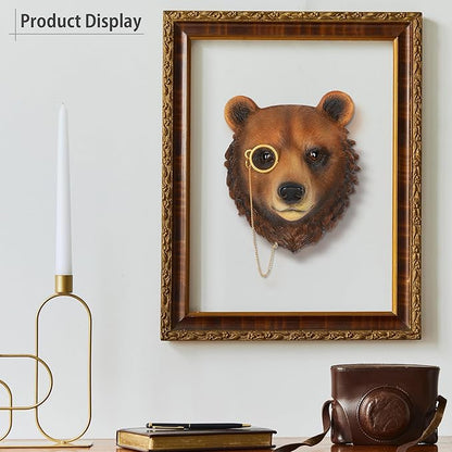 UITWMKTG Simulated Animal Head Wall Decor Colored Animal Sculptures Wall Mount 3D Wall Art Decoration for Home Bedroom Living Room Decor Bear