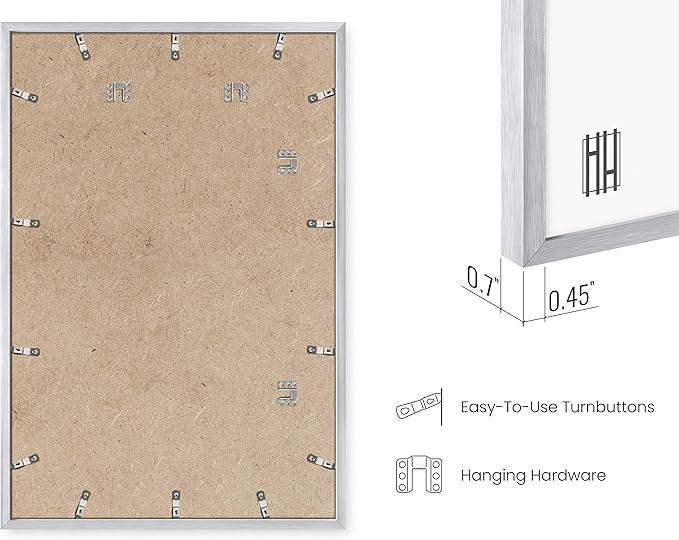 HAUS AND HUES 24x36 Silver Picture Frame - Large Aluminum Poster Display Frame for Wall Art and Prints (24x36 in, Silver)