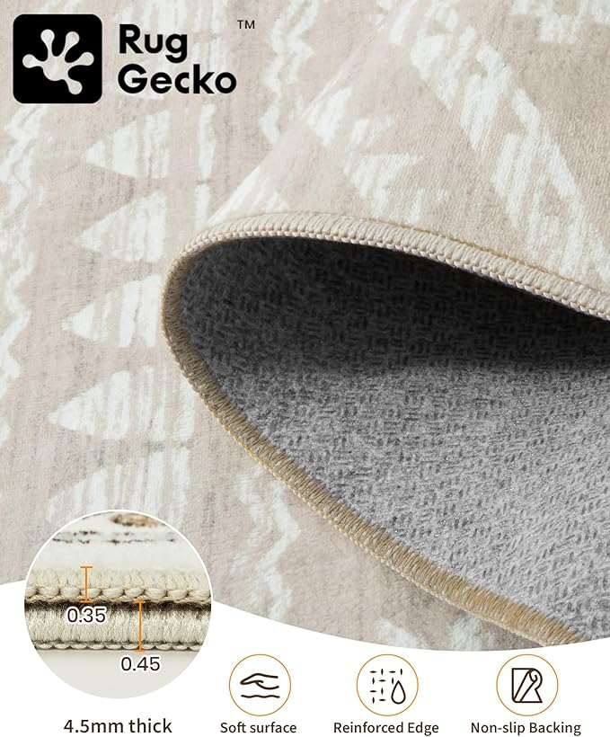 Miukiki 10x14 Area Rugs for Living Room Moroccan Washable Rugs Non Slip Indoor Floor Carpet Foldable Large Soft Area Rug with Low Pile for Dining Room Bedroom Office(Brown,10'x14')